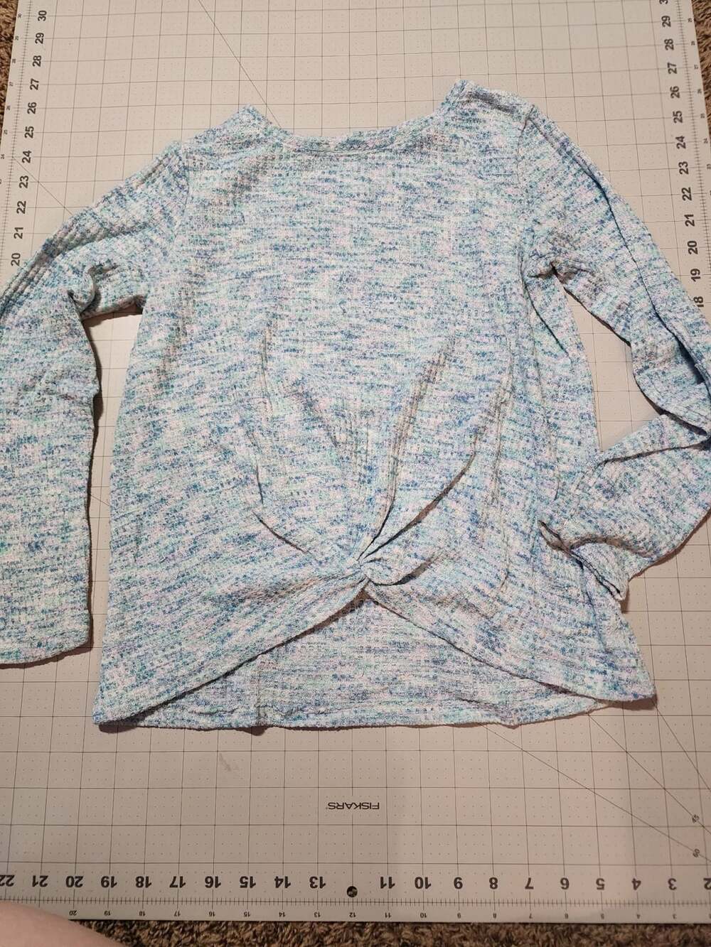 Cat & Jack Long Sleeve Top Size L 10/12 Blue Space Dye Twist Front
